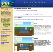 Screenshot of the March 2011 PhET newsletter